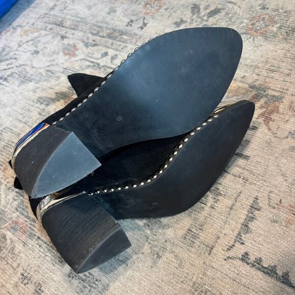 Jeffrey Campbell Optimum Black Oiled Suede Silver Studded Boots 8 Western Punk - Picture 6 of 9